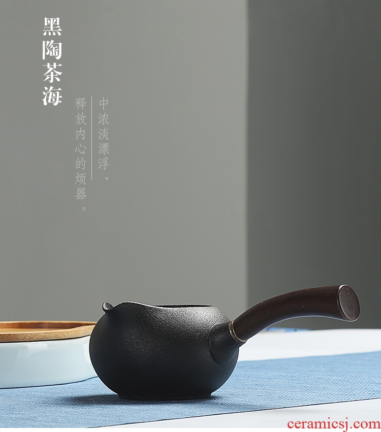 Morning cheung wood the side the points tea exchanger with the ceramics fair mug cup and cup of black tea sea large size one kung fu tea set