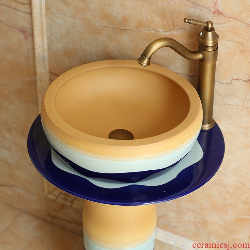 Spring rain ceramic column basin washing a face basin of pillar type outdoor toilet wash gargle balcony floor type lavatory