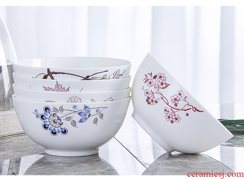 Bone bowls with 6 inches rainbow noodle bowl of jingdezhen ceramic tableware creative contracted the hot soup bowl large bowl