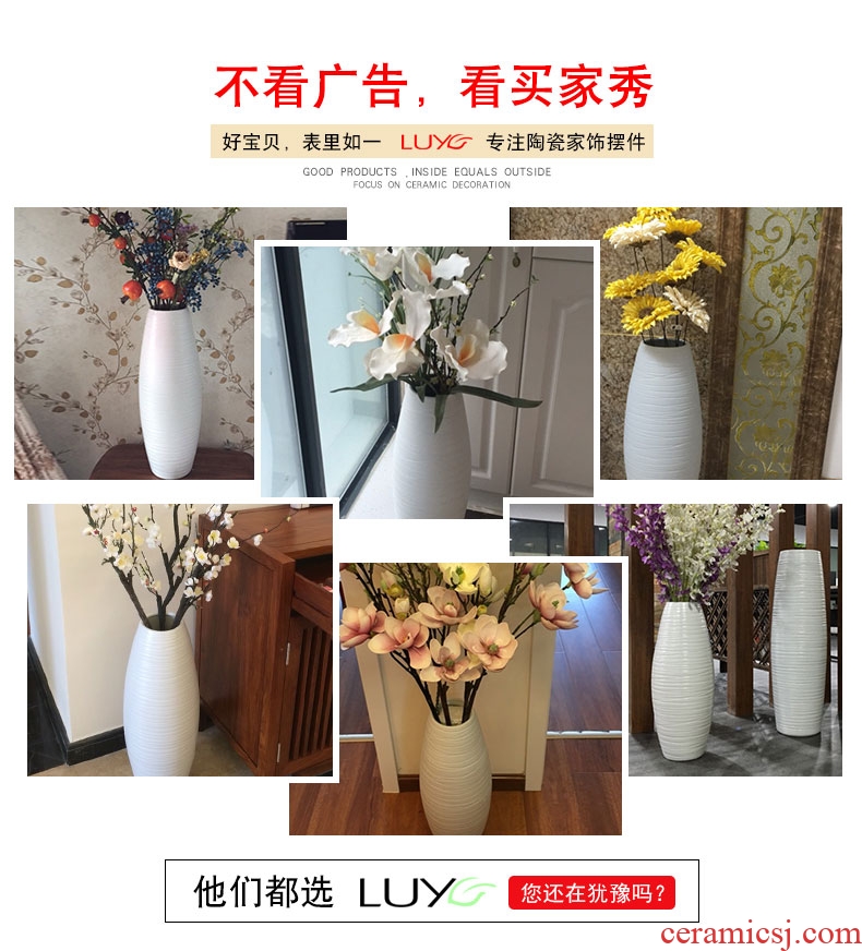 Contemporary and contracted land large white ceramic vase flower arranging dried flowers creative home sitting room large adornment furnishing articles