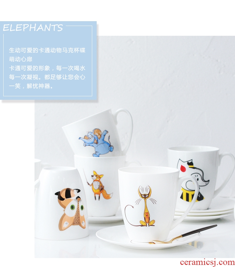 Bone China mugs creative glass ceramic cup with saucer cute couple cups of milk cereal breakfast coffee cup