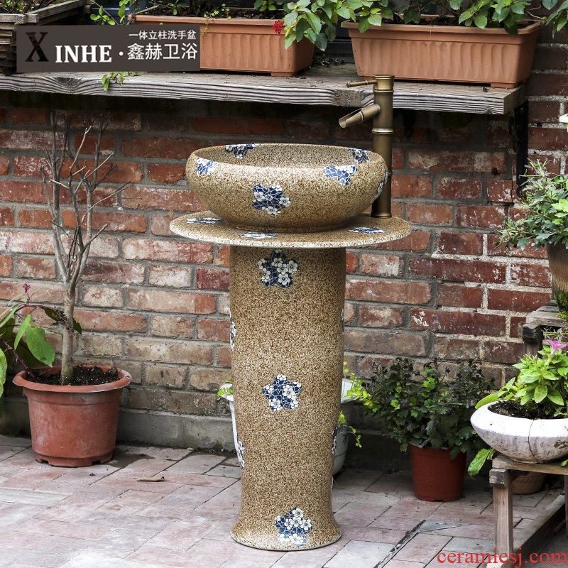 Lavabo jingdezhen ceramic column outdoor toilet floor integrated art basin vertical column commode