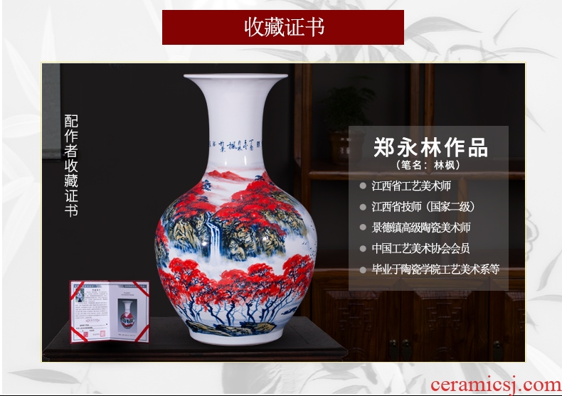 Jingdezhen ceramics famous hand-painted design the sitting room TV ark of large vases, decorative furnishing articles large red