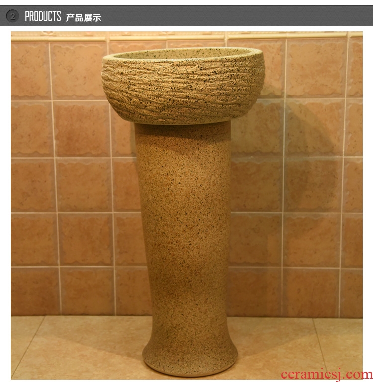JingYuXuan ceramic art basin stage basin pillar lavabo three-piece frosted stage basin waist drum of rain flower stones