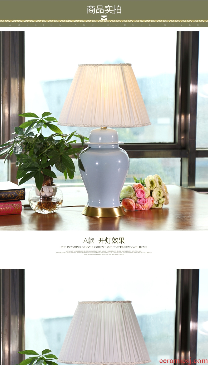 American living room lamp full copper ceramic lamps and lanterns is contracted and contemporary household atmosphere european-style decorative lamp of bedroom the head of a bed