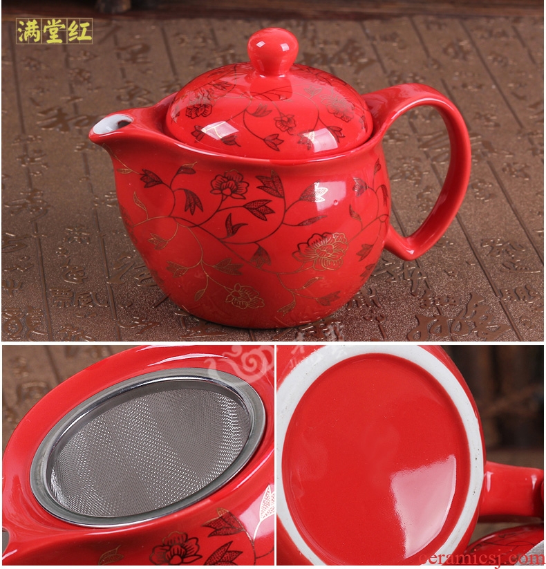 Jingdezhen ceramic teapot large single pot of kung fu tea tea to small landscape filtering of blue and white porcelain teapot