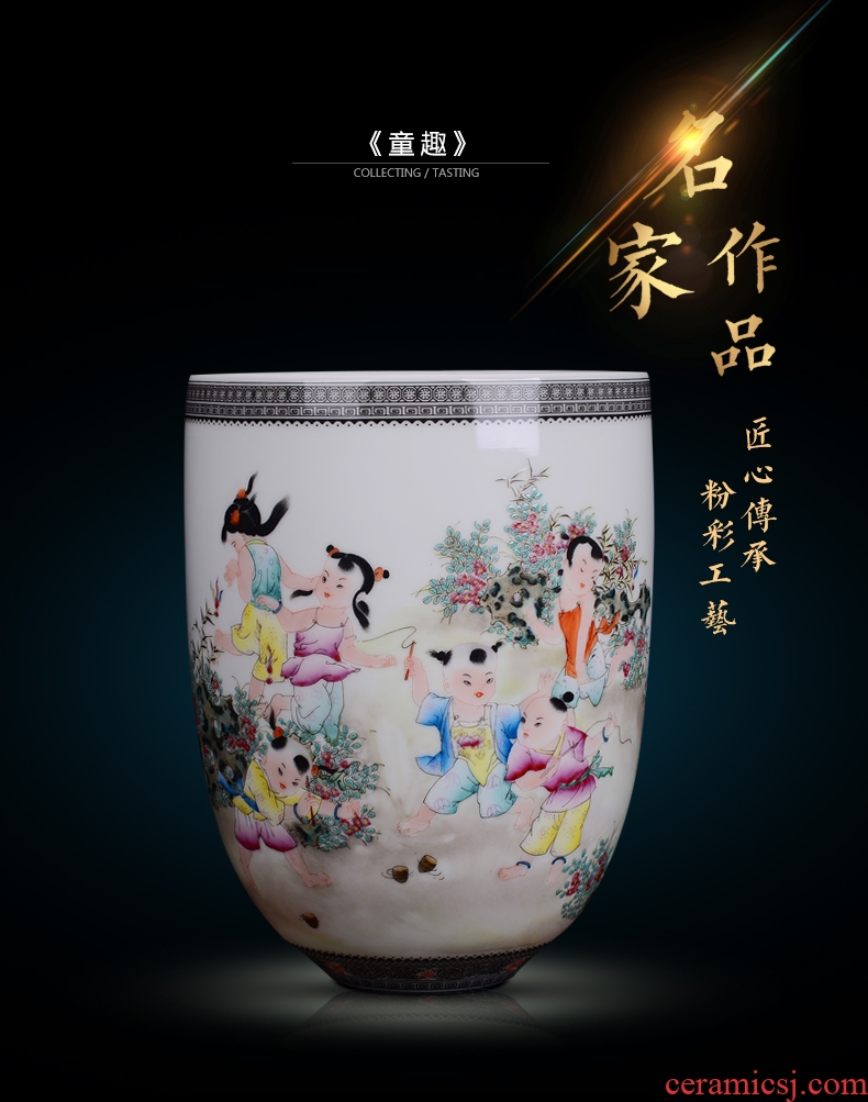 Jingdezhen ceramic household decorative dried flowers flower vase is placed new Chinese style living room porch porcelain arts and crafts