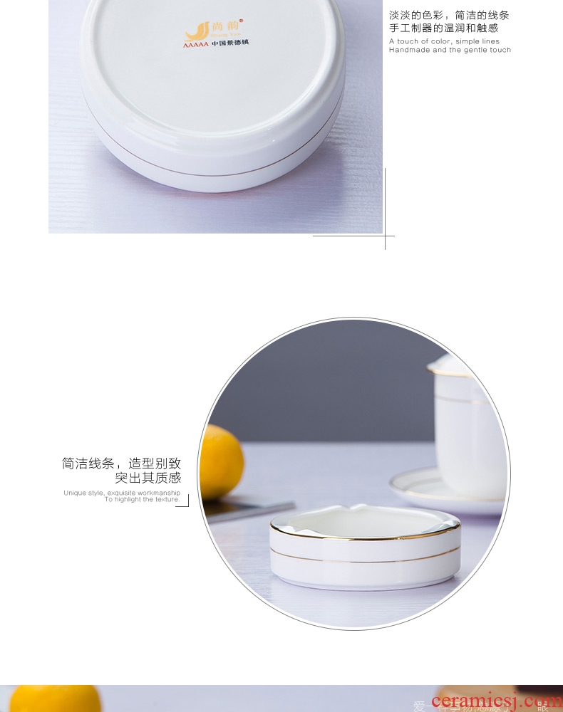 Jingdezhen porcelain white bone China hand paint practical ashtray ashtray home daily creative personality