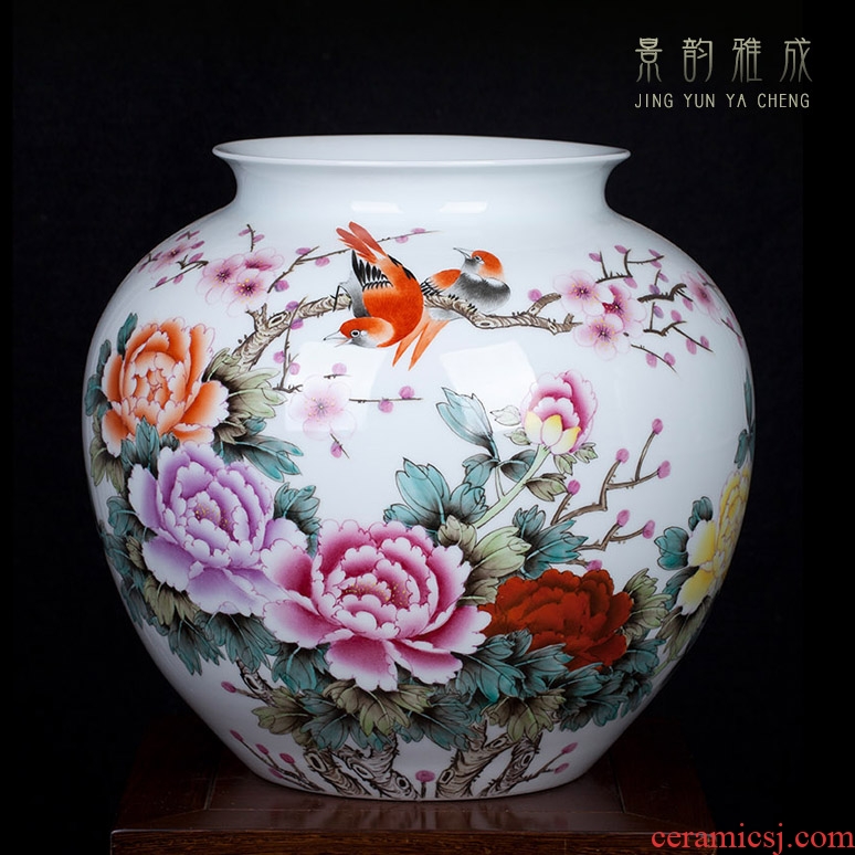 Jingdezhen ceramic Chinese painting of flowers and vase new Chinese style to decorate sitting room ground art hotel gulp of TV ark