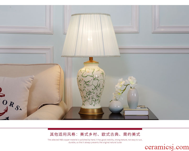 American contracted sitting room ceramic desk lamp decoration warmth bedroom berth lamp study example room villa contracted lamps and lanterns
