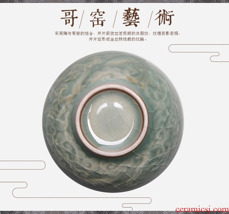 It still fang open the slice of a complete set of kung fu tureen hand grasp the teapot pot of celadon imitation song dynasty style typeface elder brother kiln ceramic tea set