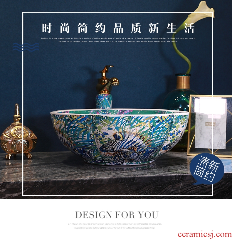 Million birds rainforest American ceramic art basin on the lavatory washbasins jingdezhen hand washing dish basin