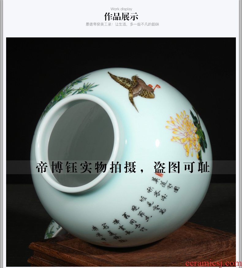 Antique hand-painted porcelain of jingdezhen ceramics bucket color auspicious flower vase classical Chinese style home furnishing articles - 567207731077