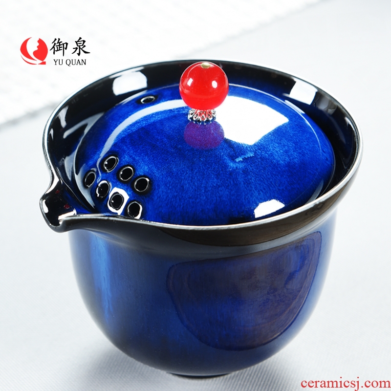 Imperial springs of jun porcelain ceramic teapot tureen large bowl kung fu tea set three bowl hand grasp pot of household