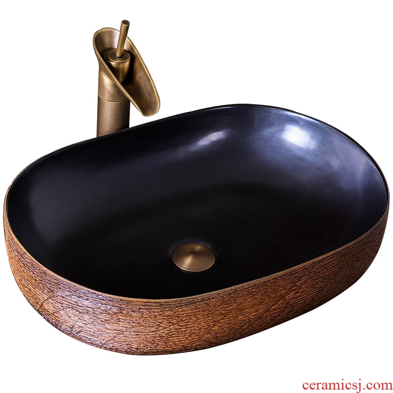 The stage basin of jingdezhen ceramic lavabo oval home European art creative hotel toilet lavatory
