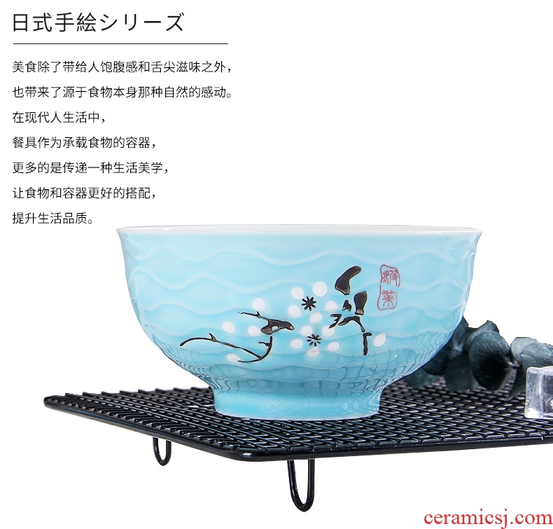 Jingdezhen ceramic bowl home eating utensils bone porcelain bowl creative Japanese 6 inches rainbow noodle bowl large bowl