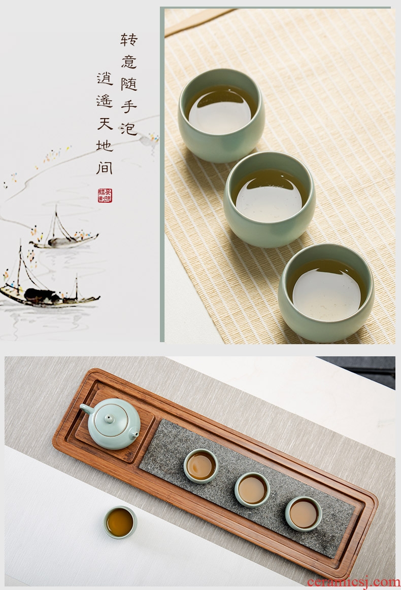 Your kiln kung fu tea set home office of jingdezhen ceramic ice crack glaze teapot tea cups of a complete set of sea