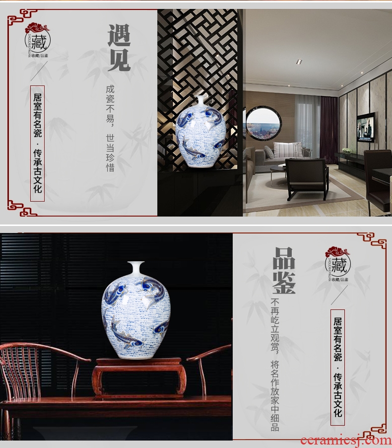 Jingdezhen ceramic paint big vase masters hand draw every year more than furnishing articles Chinese blue and white porcelain is sitting room adornment