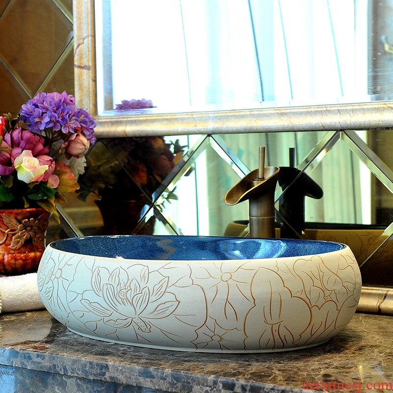 Variable glaze color more oval ceramic art basin sinks the stage basin sink - kiln lotus