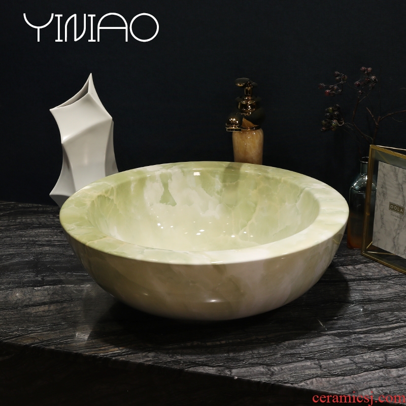 Million birds ceramic art basin stage basin sink European toilet lavatory basin of green marble table