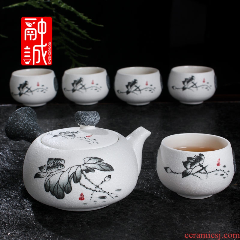 Melts if snow glaze ceramic kung fu tea tea set suit suits the whole set of tea cups gift porcelain teapot