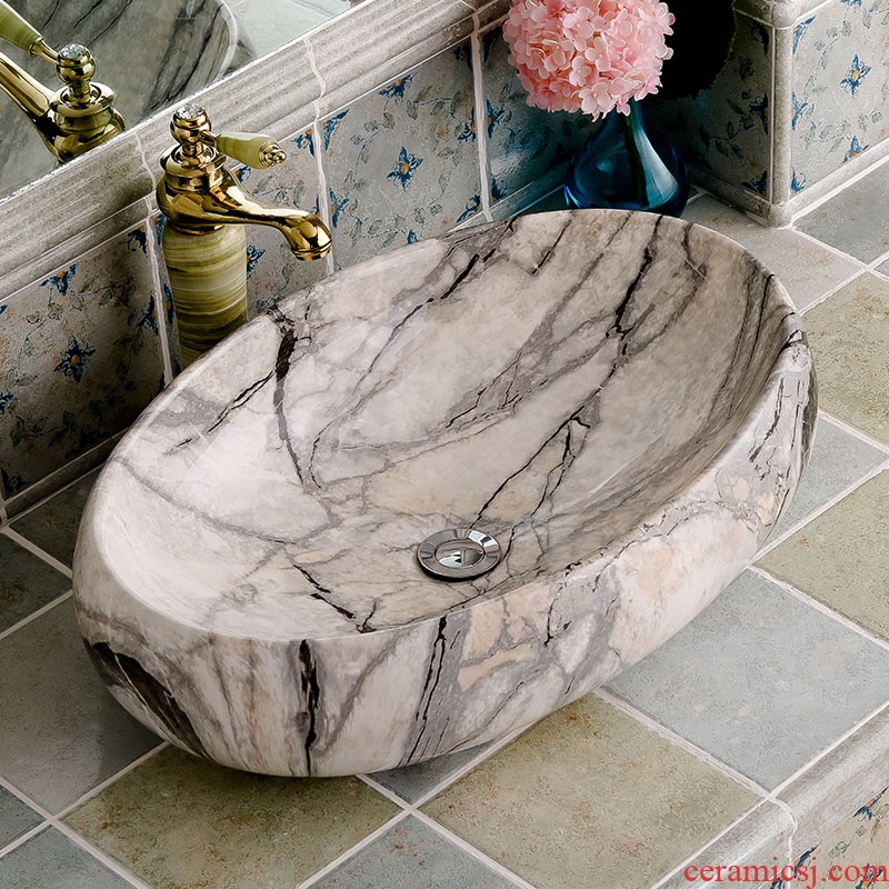 Basin stage basin oval imitation marble ceramic European household toilet stage basin art the pool that wash a face basin that wash a face