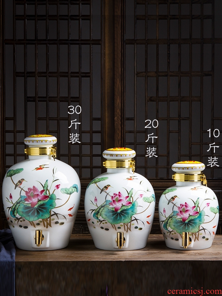 Jingdezhen household archaize bubble it ceramic wine bottle bottle wine jar 10 jins 20 jins earthenware seal pot liquor