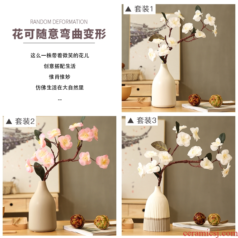 Simulation plum branches of peach blossom cherry blossom flowers sitting room wintersweet artificial flowers zen ceramic vases, flower arranging put decorations