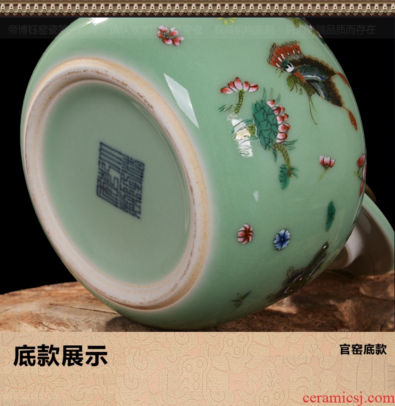 Jingdezhen ceramics pea green archaize caddy storage tank snack jars household adornment handicraft furnishing articles