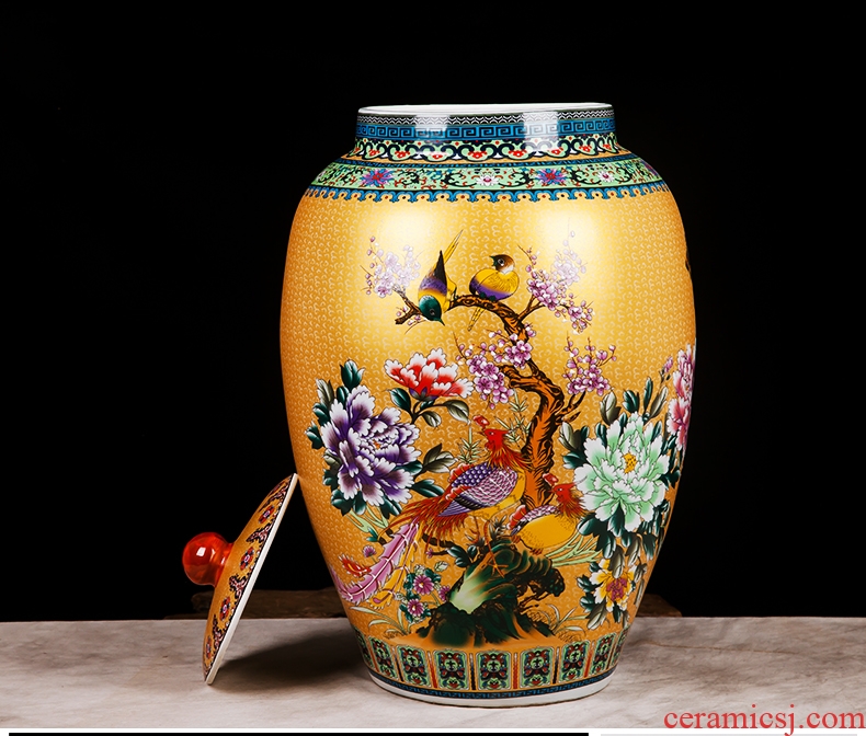 Jingdezhen ceramics handicraft big vase European household multi-functional storage tank barrel furnishing articles ornament