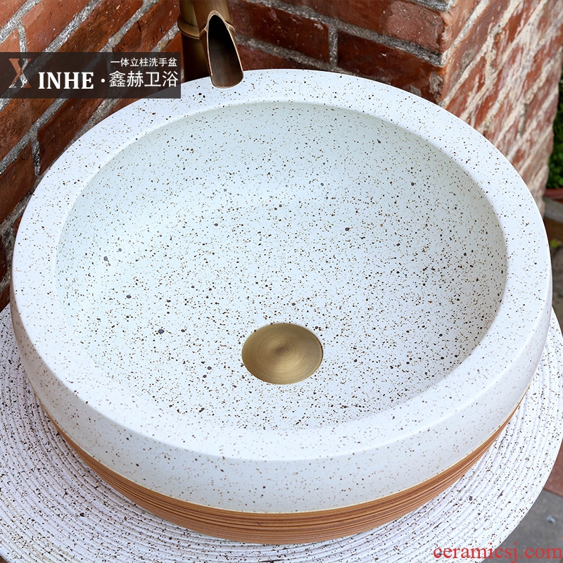 Toilet lavabo ceramic pillar household outdoor floor balcony toilet integrated personality wash basin