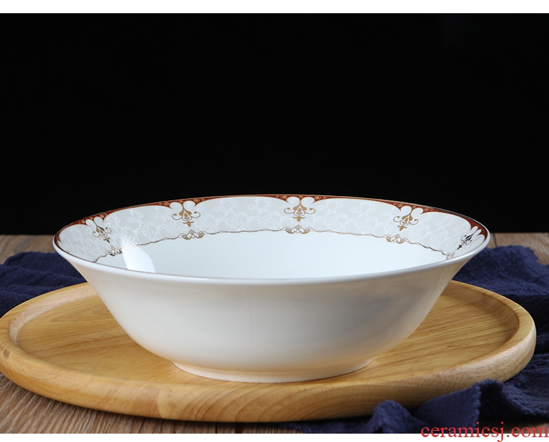 Jingdezhen ceramic household bowl bone China 9 inches large noodles soup bowl creative jobs microwave Korean dishes