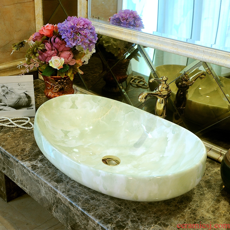 Jingdezhen ceramic stage basin art oval sink lavatory basin bathroom marble antique