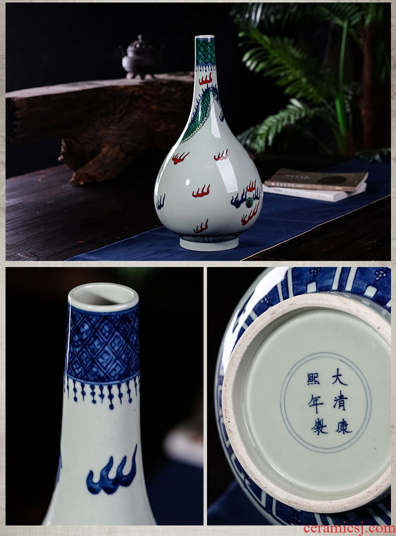 Jingdezhen ceramics porch place decoration vase sitting room office of contemporary and contracted household restoring ancient ways