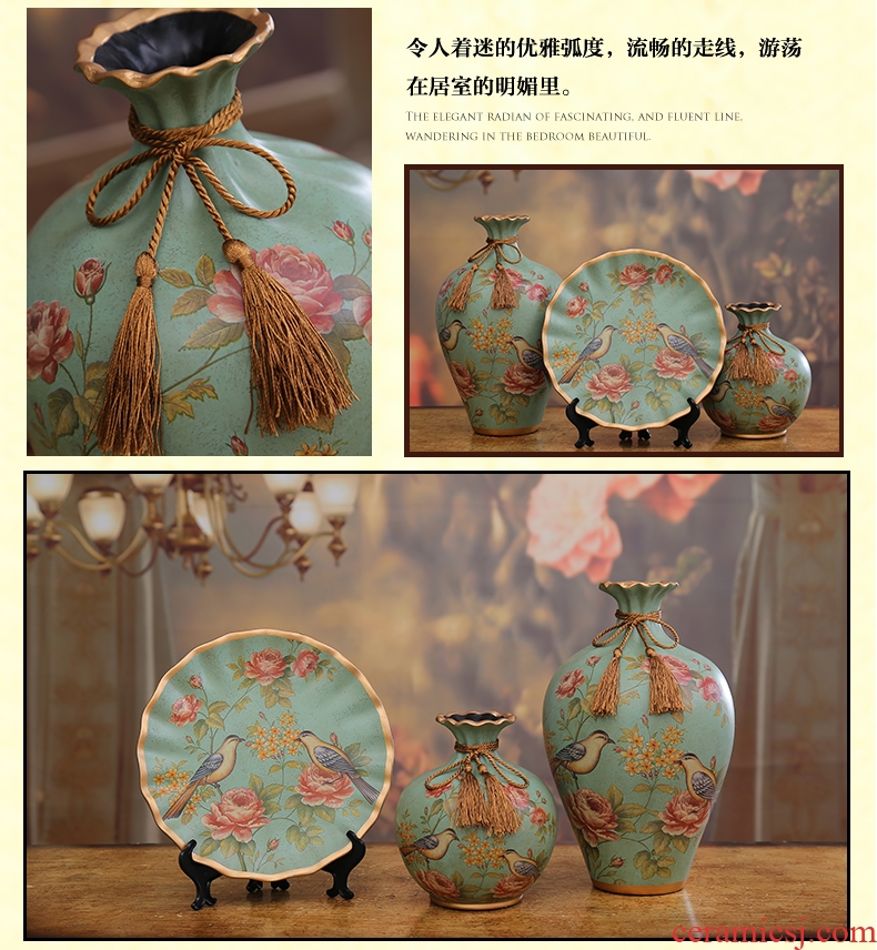 Furnishing articles household act the role ofing is tasted creative ceramic vases, three-piece suit European sitting room ark decoration decoration American TV ark