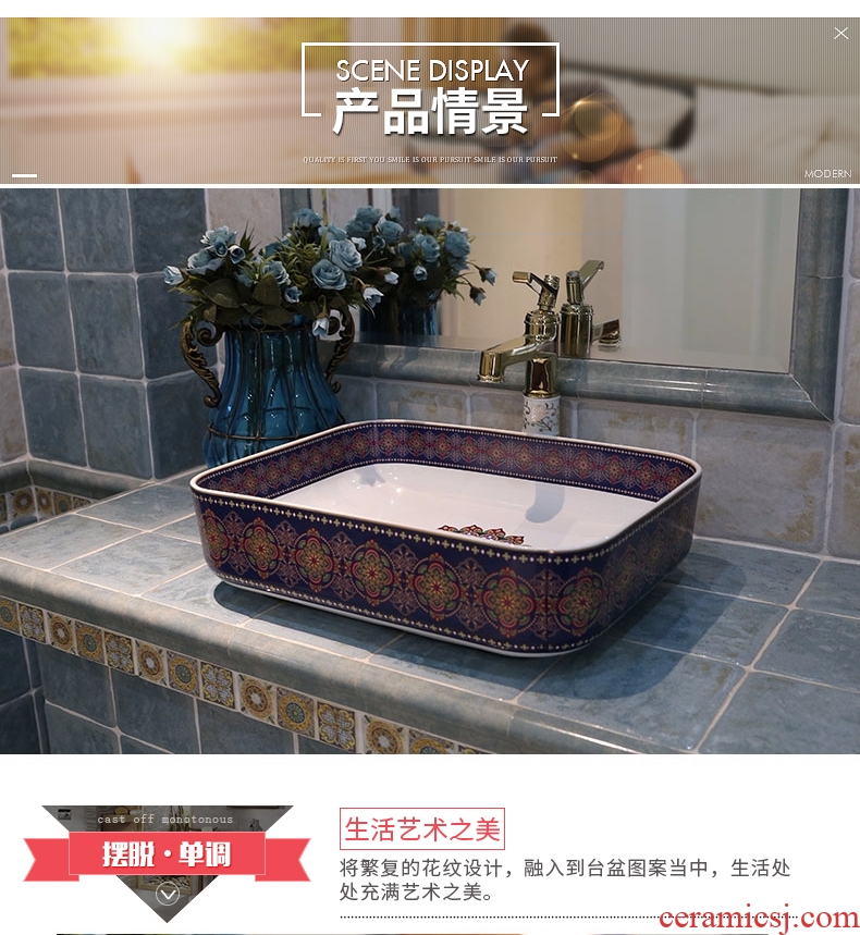 The sink basin sinks art on the square ceramic Europe type toilet of wash basin basin purple orchid emotional appeal