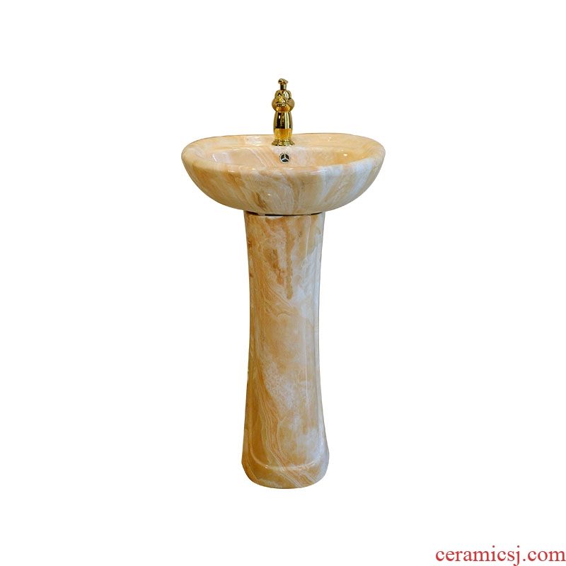 Jingdezhen post type lavatory imitation ceramic lavabo vertical landing marble basin integrated art basin of the post