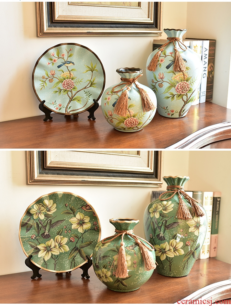 Murphy rural retro three-piece ceramic vase artical sitting room porch soft adornment handicraft furnishing articles
