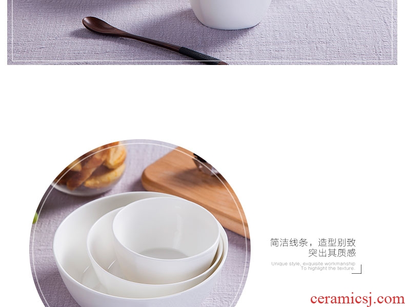 Jingdezhen porcelain tableware of pure bone square Korean household ceramic bowl bowl dish small bowl of rice noodles bowl