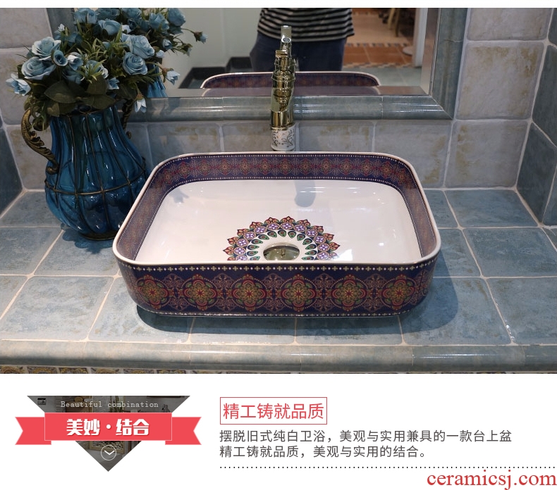 The sink basin sinks art on the square ceramic Europe type toilet of wash basin basin purple orchid emotional appeal