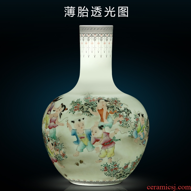 Jingdezhen ceramic antique hand-painted tong qu vase furnishing articles creative new Chinese ikea sitting room adornment flower arrangement