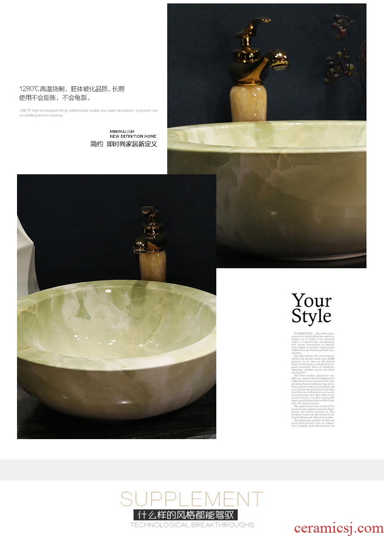 Million birds ceramic art basin stage basin sink European toilet lavatory basin of green marble table