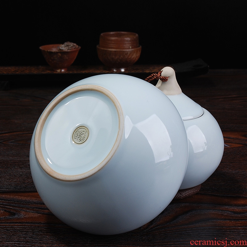 East west ceramic POTS kiln pu-erh tea caddy can double pot two cans of tea storehouse large elder brother kiln gourd cans
