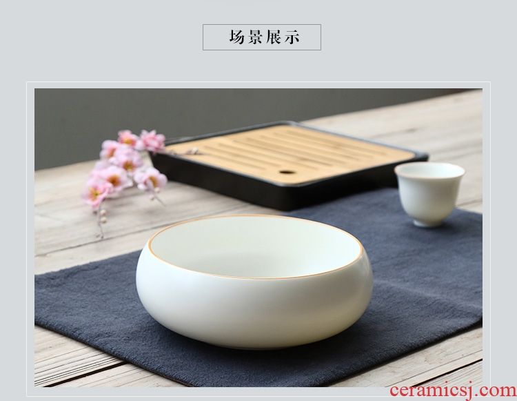 Morning cheung fat white glazed ceramic kiln tea to wash white matte porcelain cup kung fu tea accessories cup receive dish washing