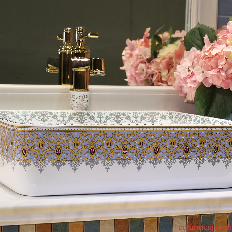 Gold cellnique installs the basin that wash a face ceramic wash basin bathroom sink basin bathroom basin on the rectangular basin