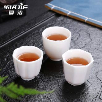 Four-walled yard suet jade small sample tea cup kung fu tea cups suit household ceramic masters cup bowl white porcelain