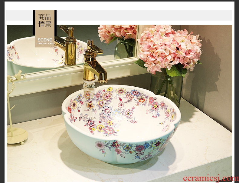 Gold cellnique lavatory jingdezhen ceramic stage basin rounded petals hand plate toilet lavabo art basin