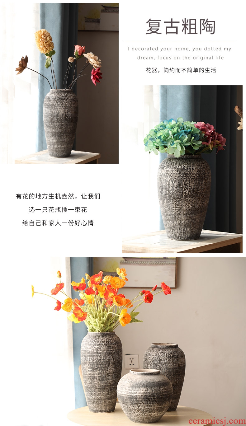 Jingdezhen do old vintage landing crude dry flower flower implement some ceramic jar jar earthenware vase do old big flowerpot soft