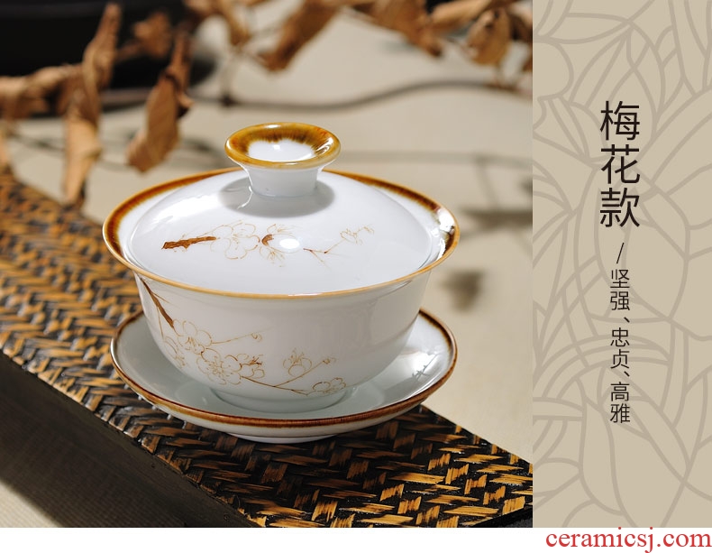 Drink to jingdezhen size tureen single white porcelain cups thin foetus tea bowl three glass ceramic kung fu tea set