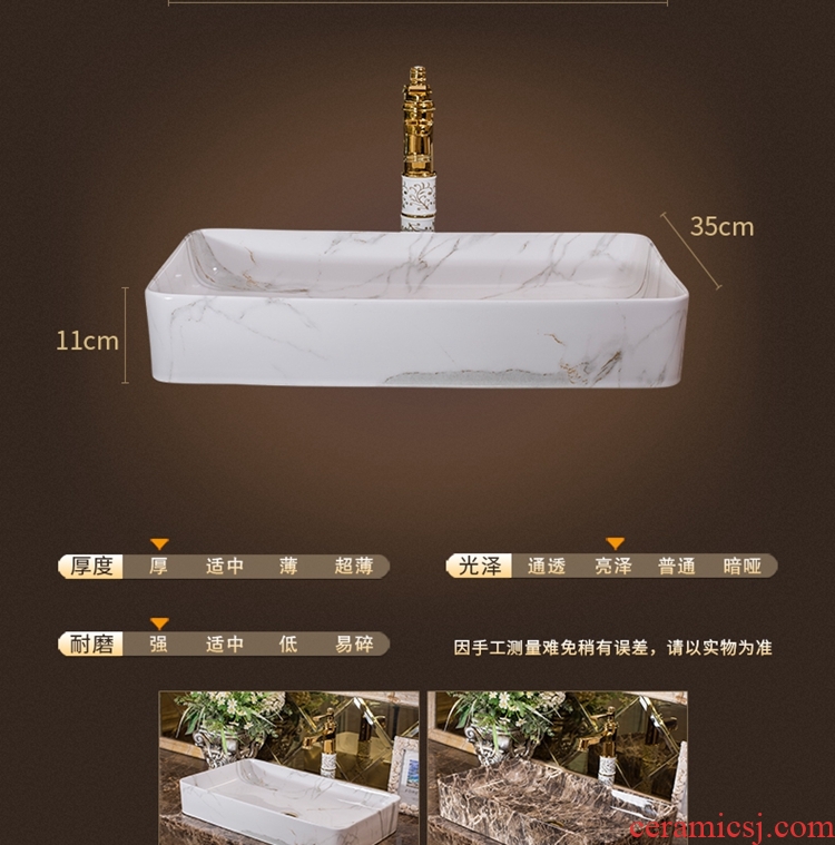 Jingdezhen ceramic art basin on its extended rectangle bathroom marble sinks the sink basin